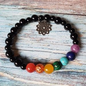 Black Onyx Chakra Yoga Natural Stone Bracelet